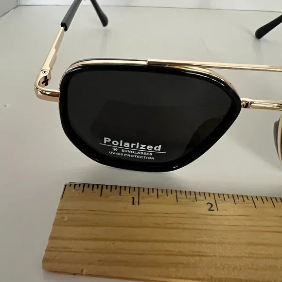 Black & Gold‎ (Black Lens) Polarized Aviator Sunglasses (BRAND-NEW & GORGEOUS!) - Picture 7 of 7